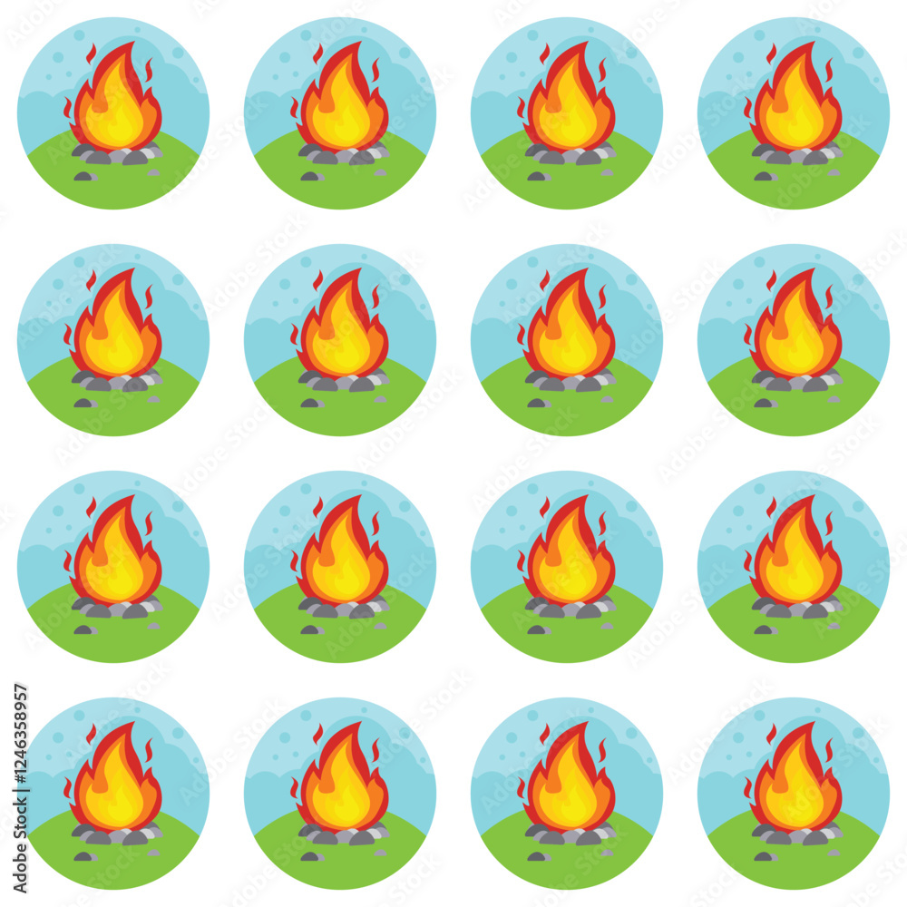 Cooking hanging over campfire illustration background