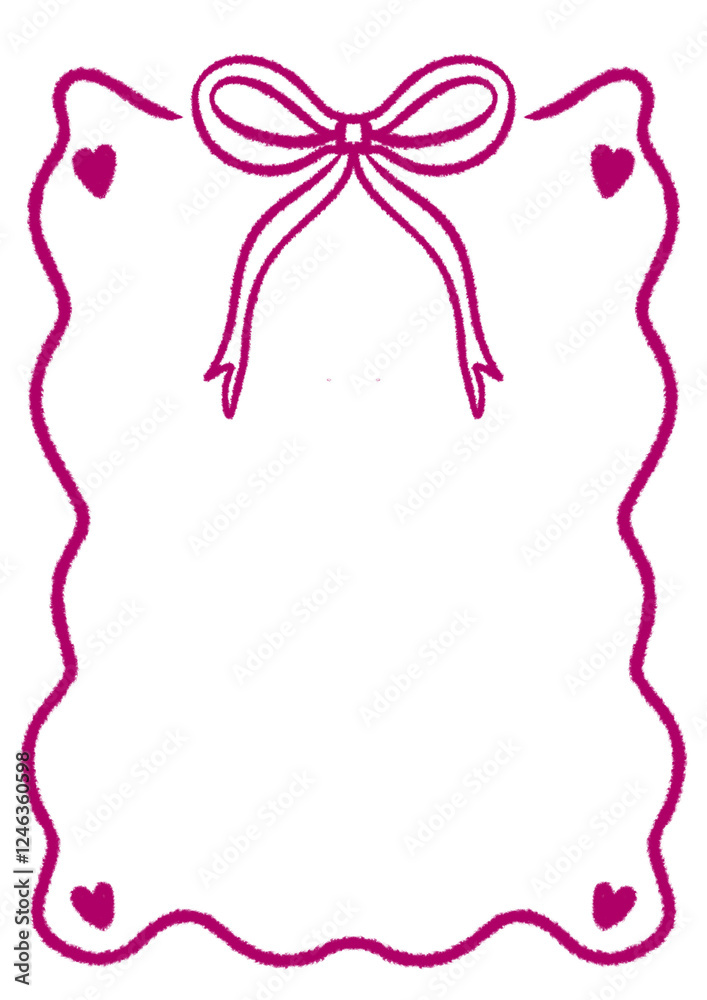Frame ribbon bow with coquette style doodle fit for birthday lunch dinner engagement wedding event gathering occasion invitation and flyers in pink fuchsia Frame ribbon bow with coquette style doodle fit for birthday lunch dinner engagement wedding event gathering occasion invitation and flyers in pink fuchsia