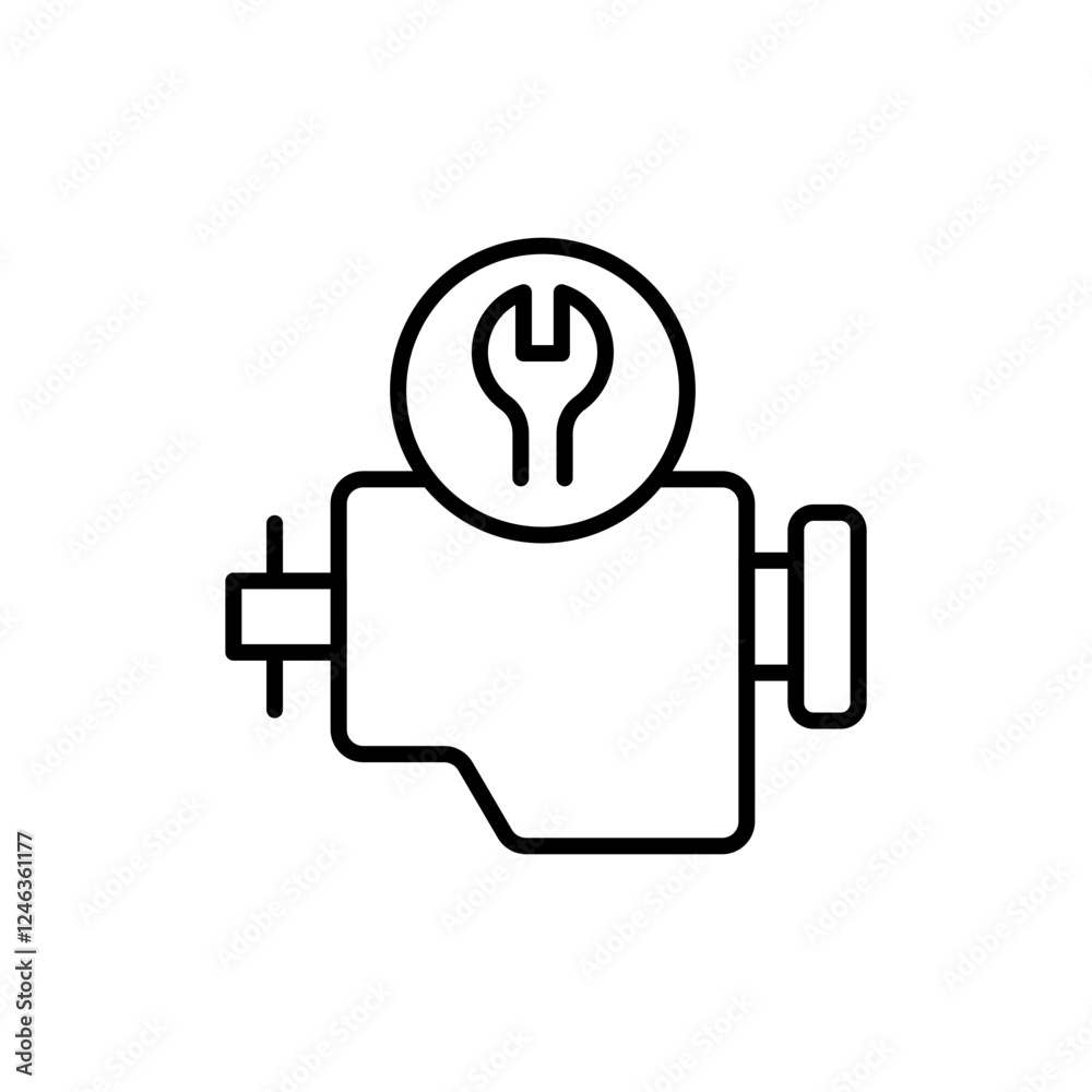 Obraz premium Engine repair outline icons, minimalist vector illustration ,simple transparent graphic element .Isolated on white background