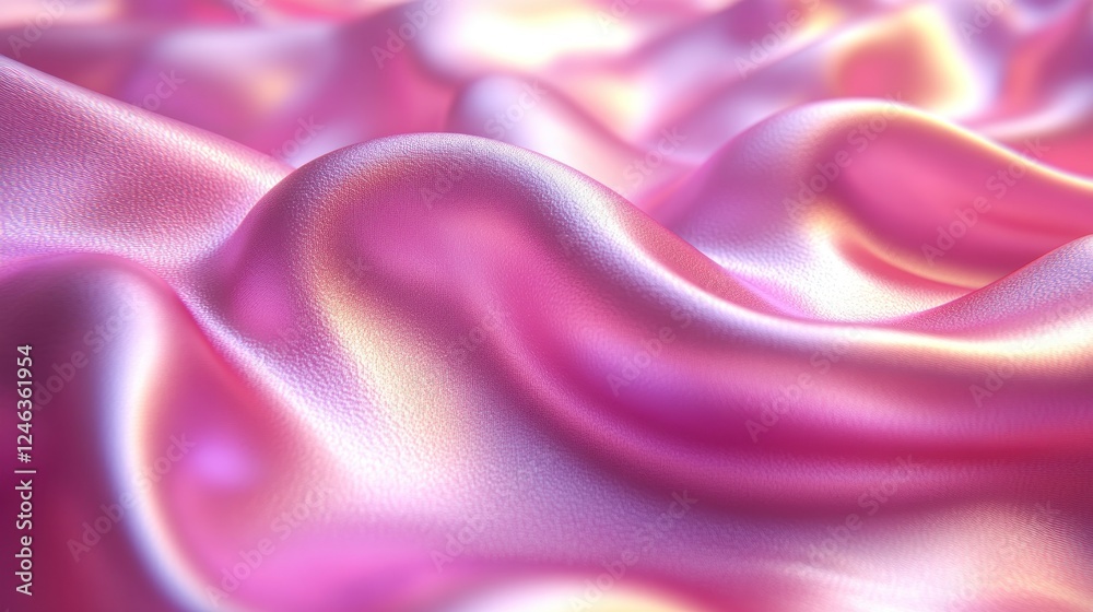 Fototapeta premium Pink silk waves, studio backdrop, soft light, fabric texture