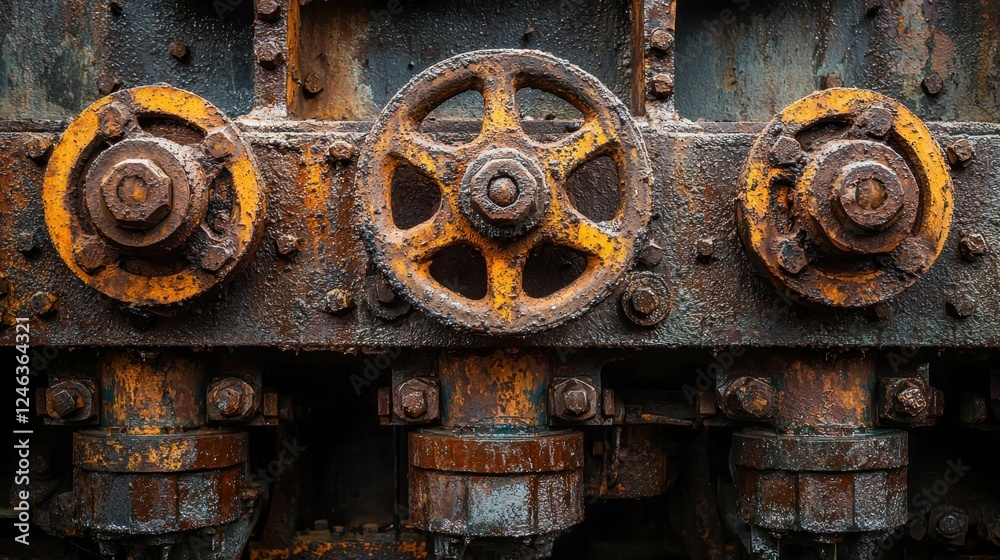 Rusty Industrial Machinery Gears and Pipes with Unique Texture Rusty Industrial Machinery Gears and Pipes with Unique Texture