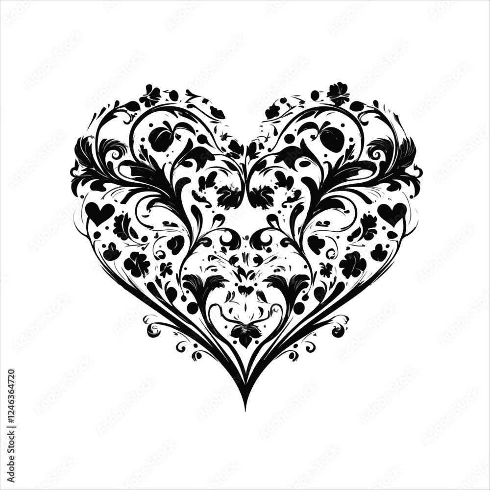 heart with floral pattern heart with floral pattern