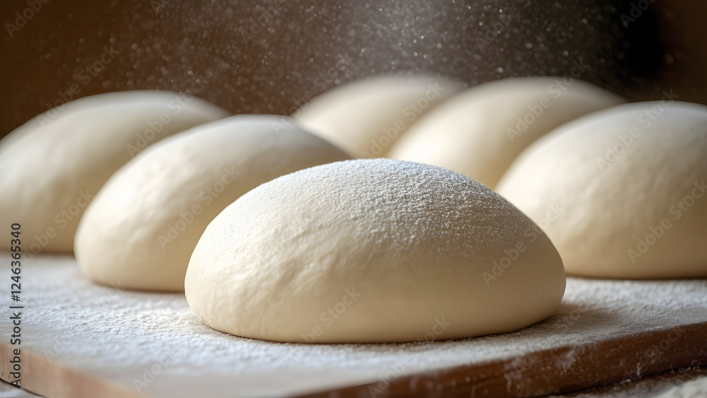 Pile of Flour-Dusted Dough Balls Ready for Baking Pile of Flour-Dusted Dough Balls Ready for Baking