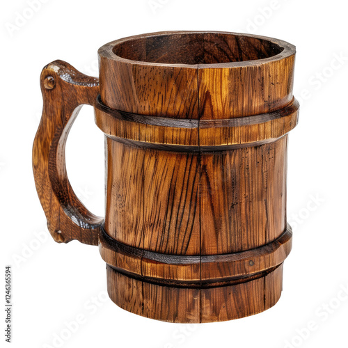 wooden beer mug isolated on transparent background Remove png, Clipping Path, pen tool photo