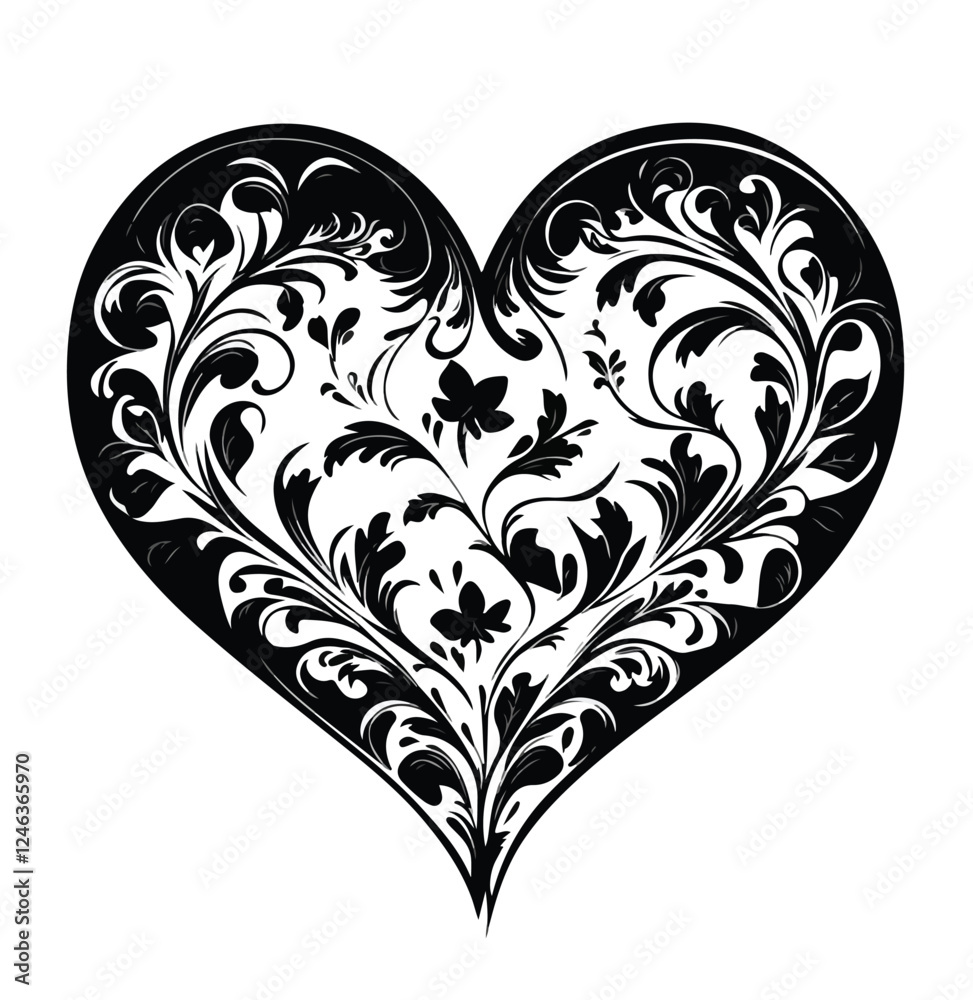 heart with floral pattern heart with floral pattern