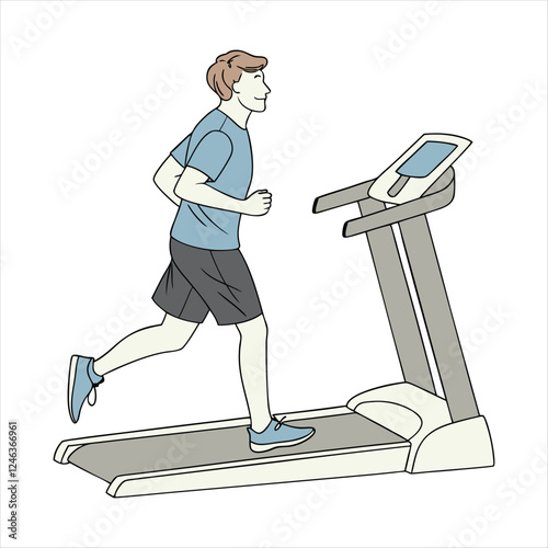A man is running on a treadmill vector illustration