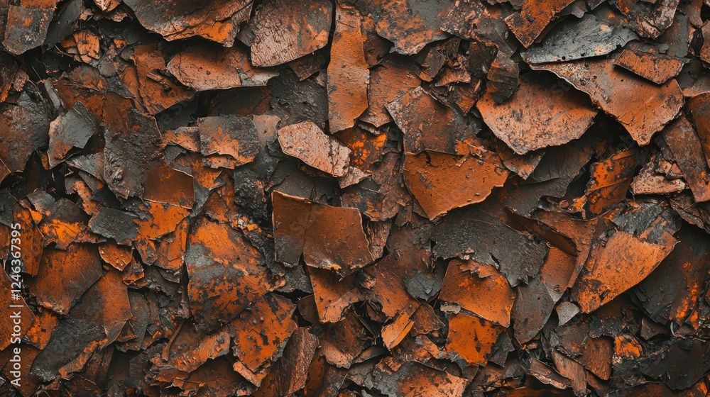 Abstract Textured Background of Peeling Paint in Rusty Orange Hues