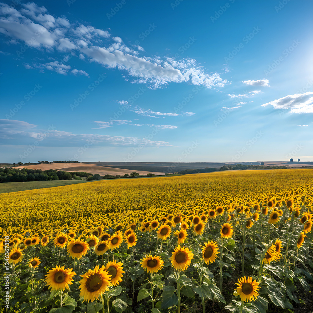 Obraz premium Sunflower Fields in North Dakota