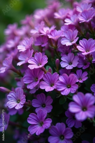 The bush of shali violet is covered with purple flowers that are blooming densely, , floral