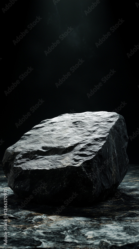 Naklejka premium Hard atmosphere black stone texture. ai generated