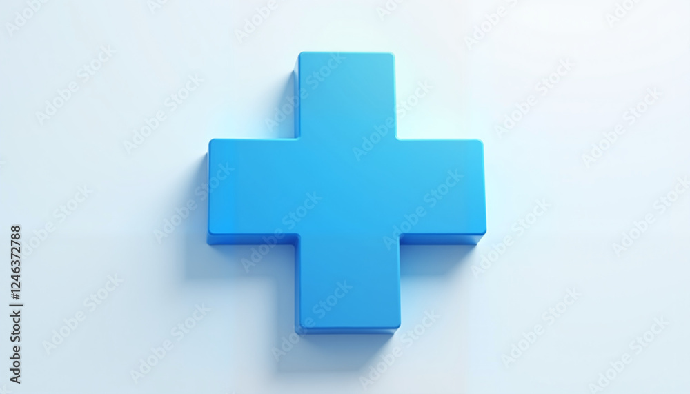 Fototapeta premium Blue medical cross on plain background