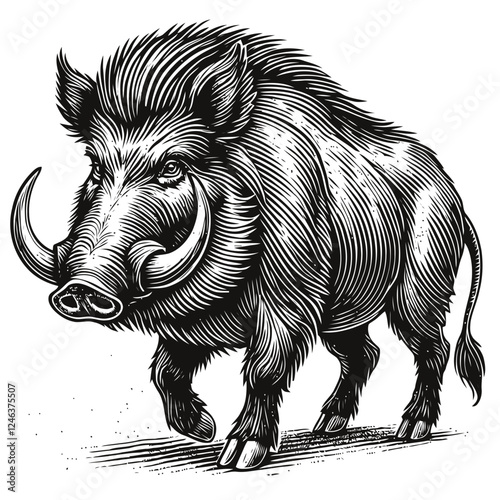 black and white wild boar