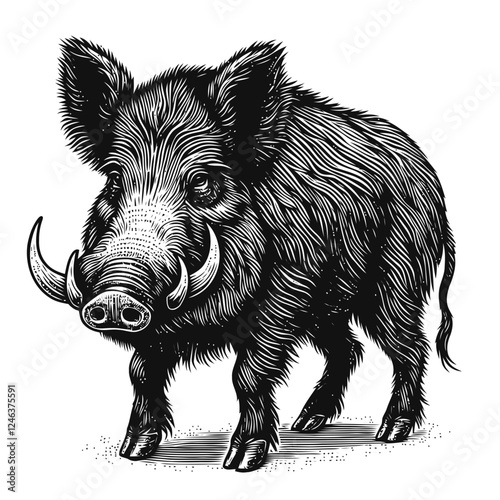 black and white wild boar