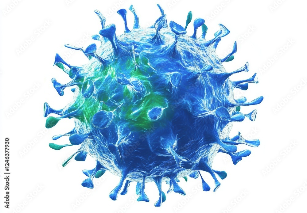 Microscopic virus 3D render, white background, medical research (1) Microscopic virus 3D render, white background, medical research (1)