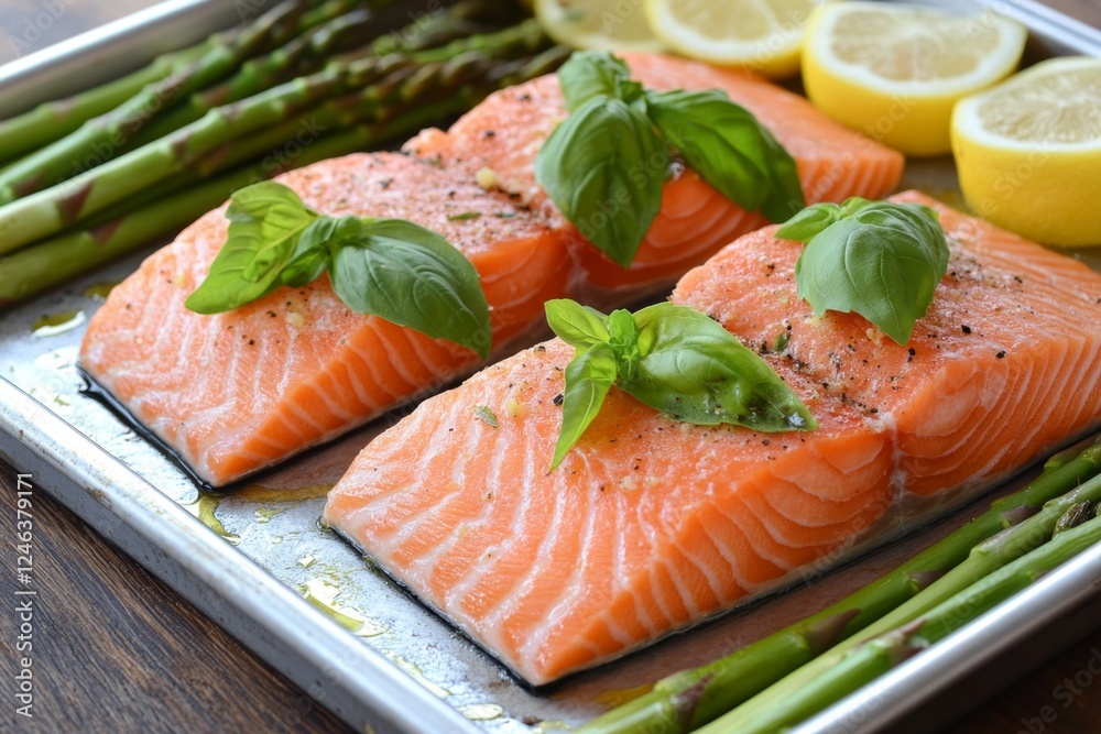 Sheet Pan Salmon, Asparagus, Lemon, Basil, Recipe Sheet Pan Salmon, Asparagus, Lemon, Basil, Recipe