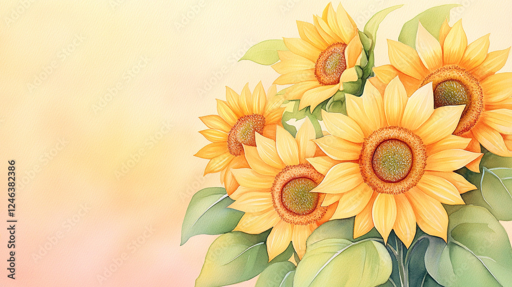 Obraz premium Background of Blooming golden sunflowers