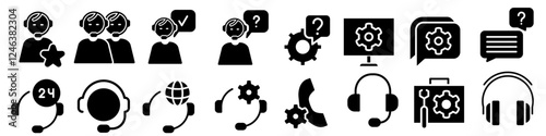 Support vector icon set. online help illustration sign collection. operator symbol or logo.