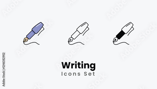 Writing Icons thin line and glyph vector icon stock illustration