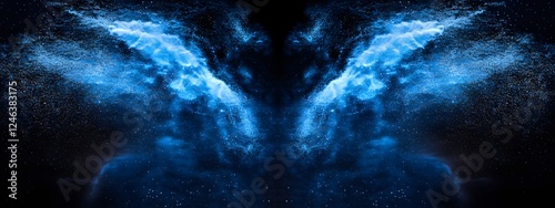 Vibrant blue powder explosion on a black background
