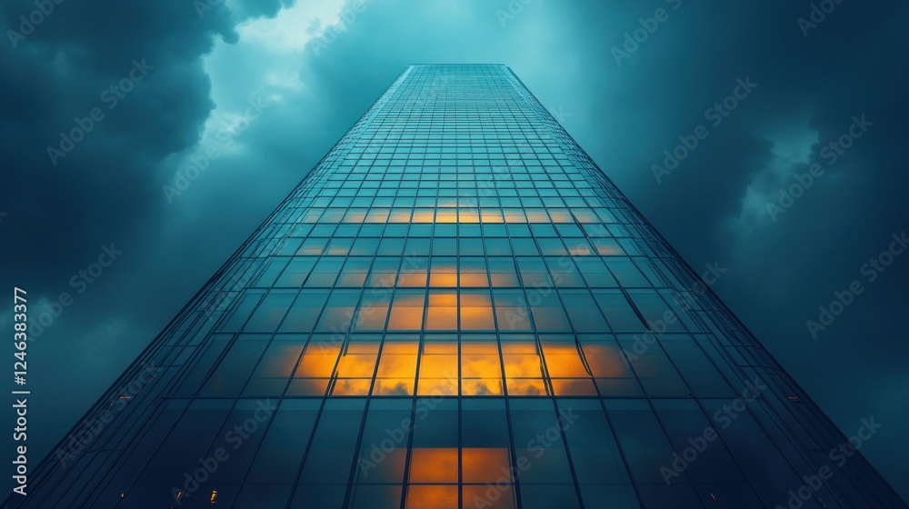 Modern Skyscraper against a Dramatic Sky Modern Skyscraper against a Dramatic Sky