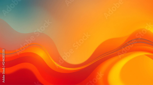 Warm Golden Hour Light on Abstract Background with Electric Colors, Soft Gradients, Deep Blues to Bright Oranges, Swirling Forms, Gentle Curves, Textured and Smooth Areas, Artistic Design