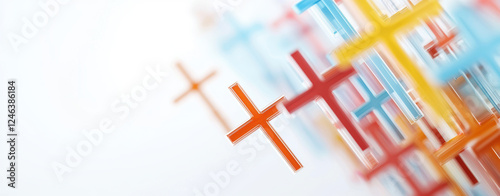 Dynamic modern scene with overlapping colorful crosses creating vibrant atmosphere