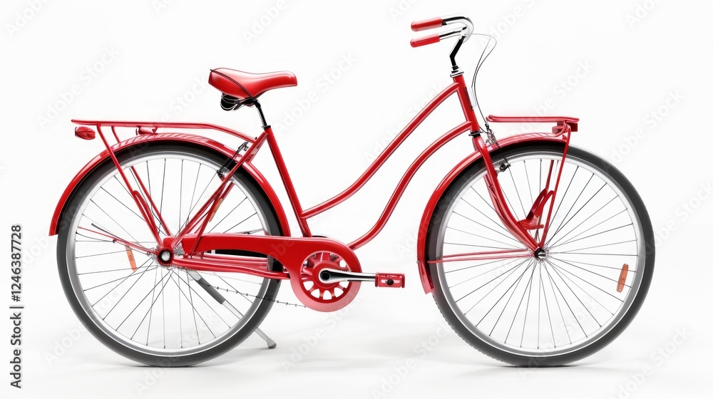 Fototapeta premium Red bike on white background, great for sporting goods adverts, healthy lifestyle blogs or packaging design.