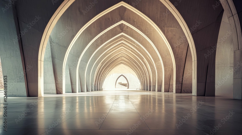 Fototapeta premium Serene Architectural Arches in Modern Interior Space