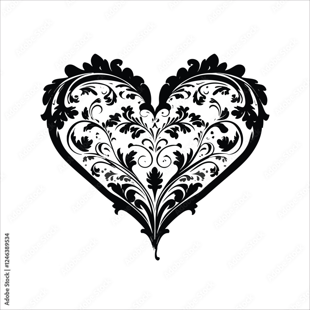 heart with floral pattern heart with floral pattern
