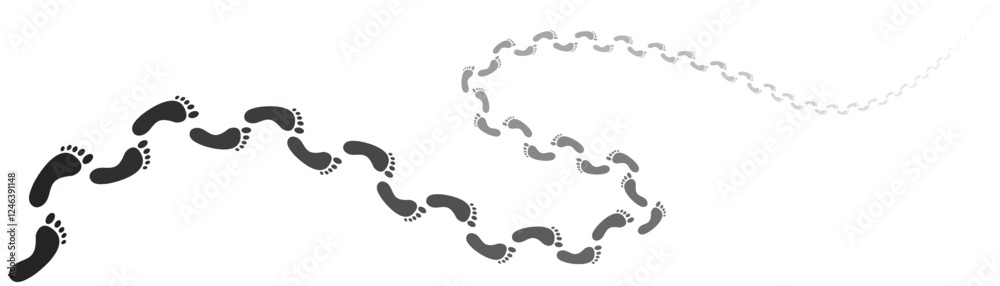 Step footprints paths. footstep prints and shoe steps . shoe tread footprints vector illustration isolated on white background.