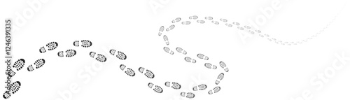 Step footprints paths. footstep prints and shoe steps . shoe tread footprints vector illustration isolated on white background.