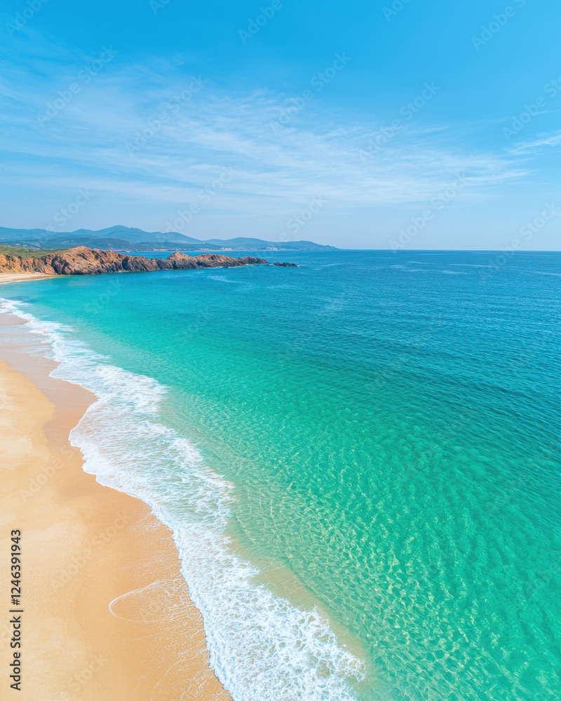 breathtaking beach with turquoise water and golden sand under clear sky breathtaking beach with turquoise water and golden sand under clear sky