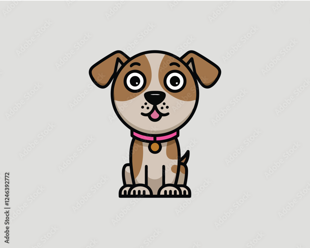 Obraz premium Cartoon dog logo design template. Vector illustration. Animal logotype concept.