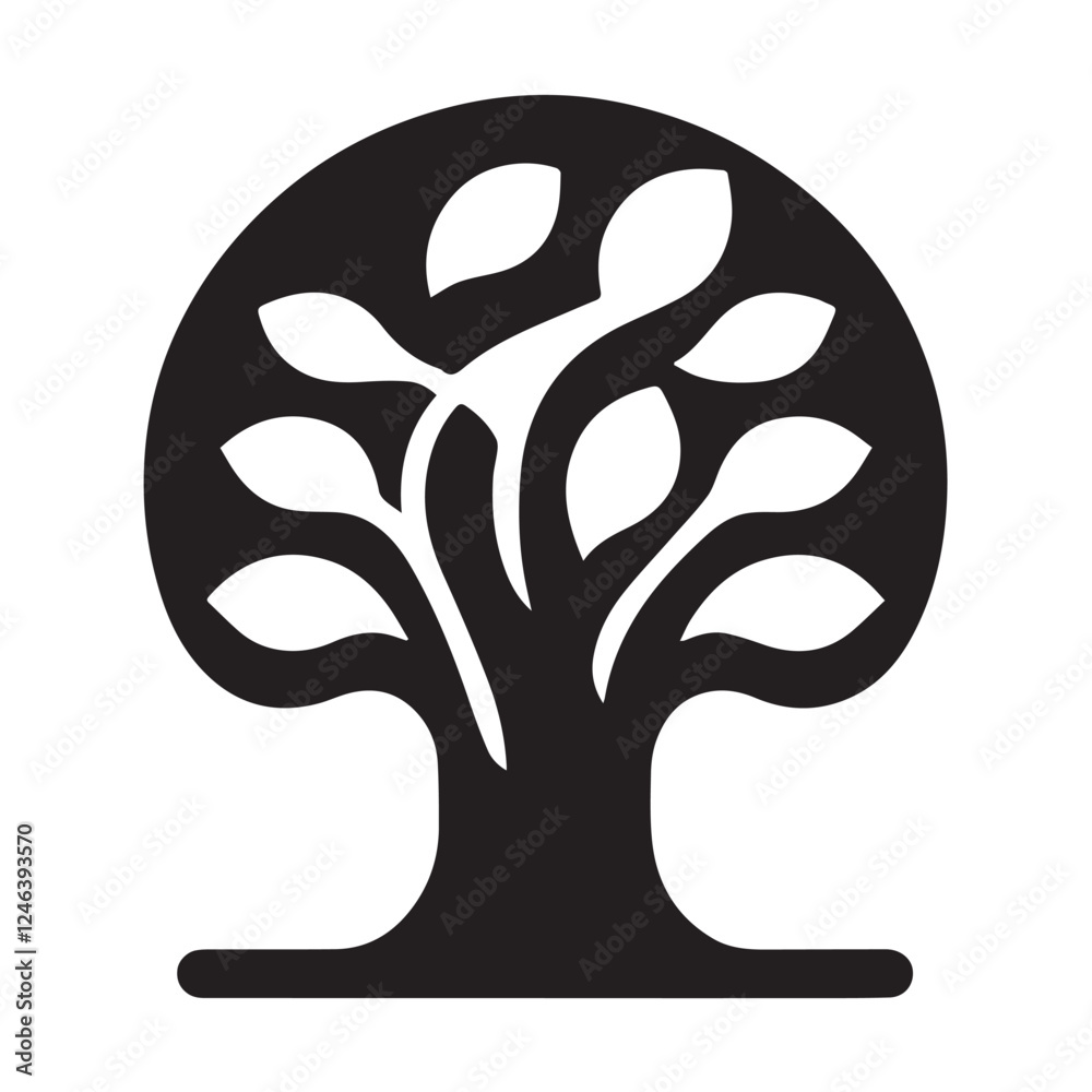 Black and White Silhouette of a Tree