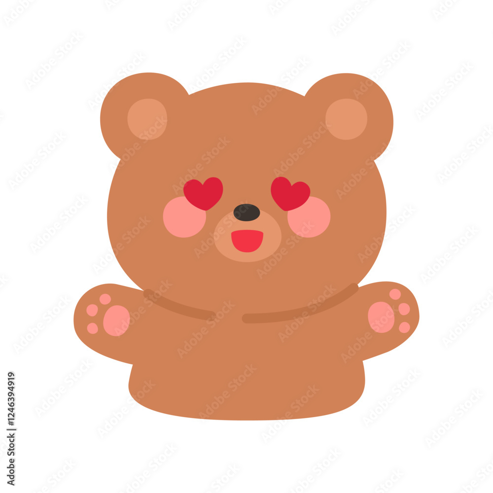 Korean Style Bear Emoji with Heart Eyes Expressing Love Korean Style Bear Emoji with Heart Eyes Expressing Love