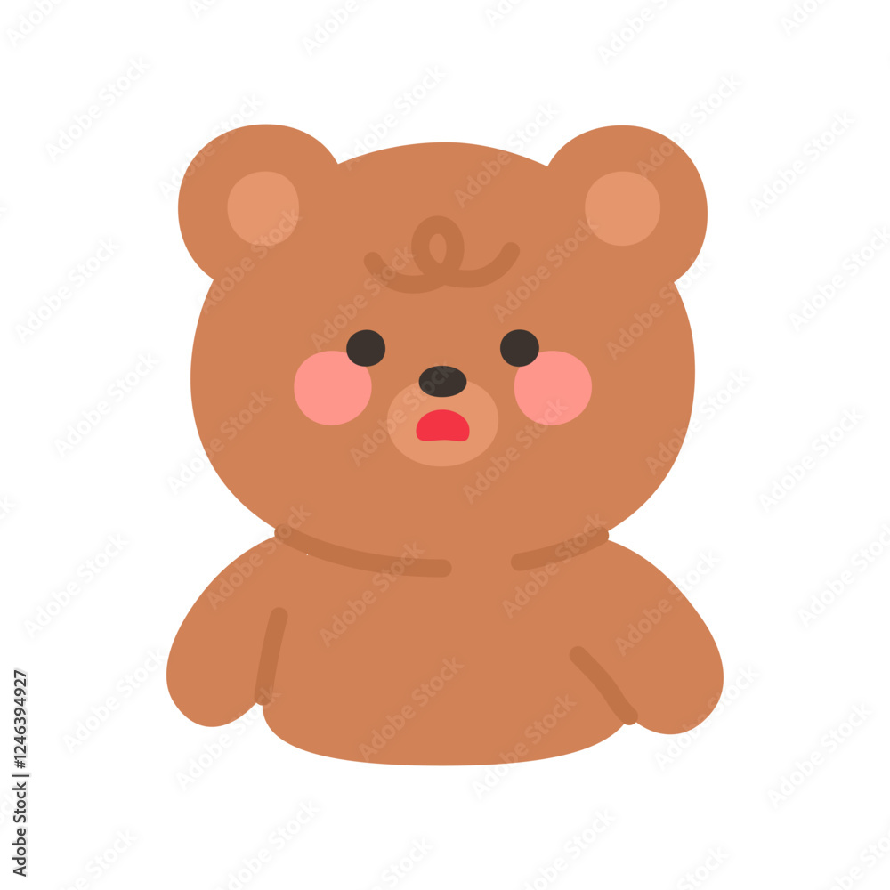 Korean Style Bear Emoji with Furrowed Brows and Dissatisfied Expression Korean Style Bear Emoji with Furrowed Brows and Dissatisfied Expression