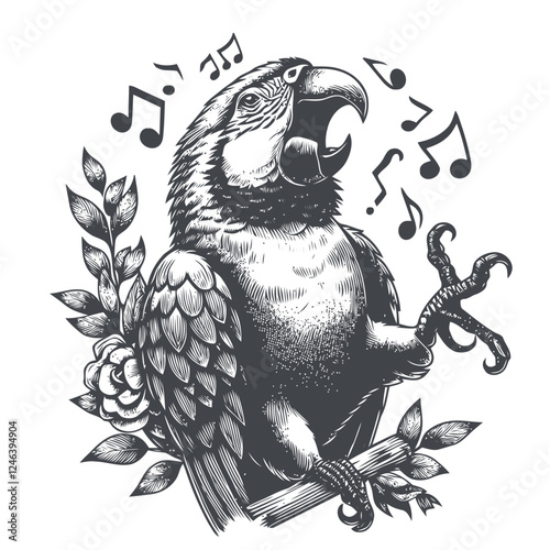 black and white parrot