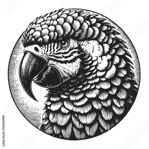 black and white parrot