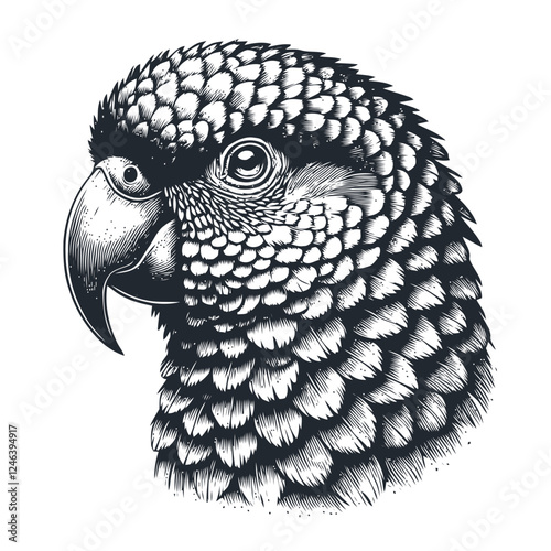 black and white parrot