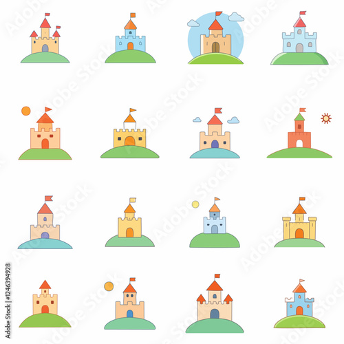 Cute castle clipart design illustration.Medieval Castle.Castle clipart cartoon style vector illustration