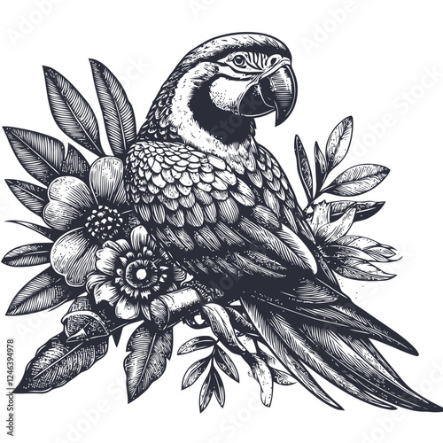 black and white parrot