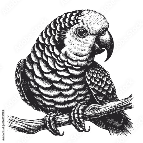 black and white parrot