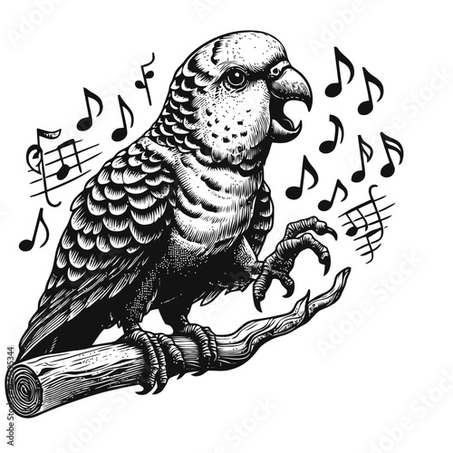 black and white parrot