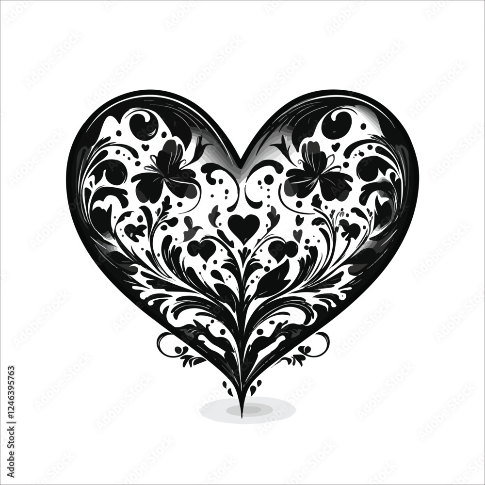 heart with floral pattern heart with floral pattern