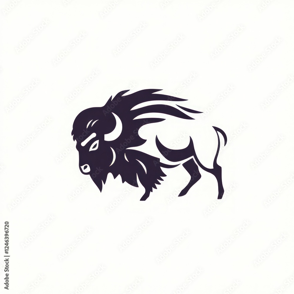 Fototapeta premium Bison minimalist logo.