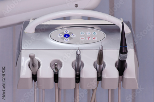 Doctor's module in a dental unit close-up.