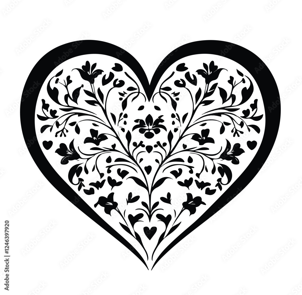 heart with floral pattern heart with floral pattern