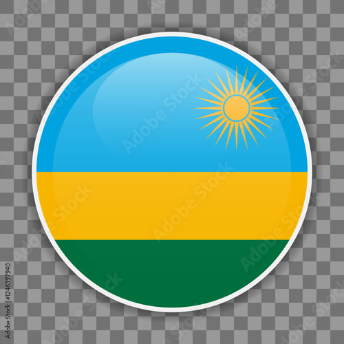 Free Download Rwandan flag icon on checkered background. Round vector icon for mobile apps, UI or web design - GFXLoad