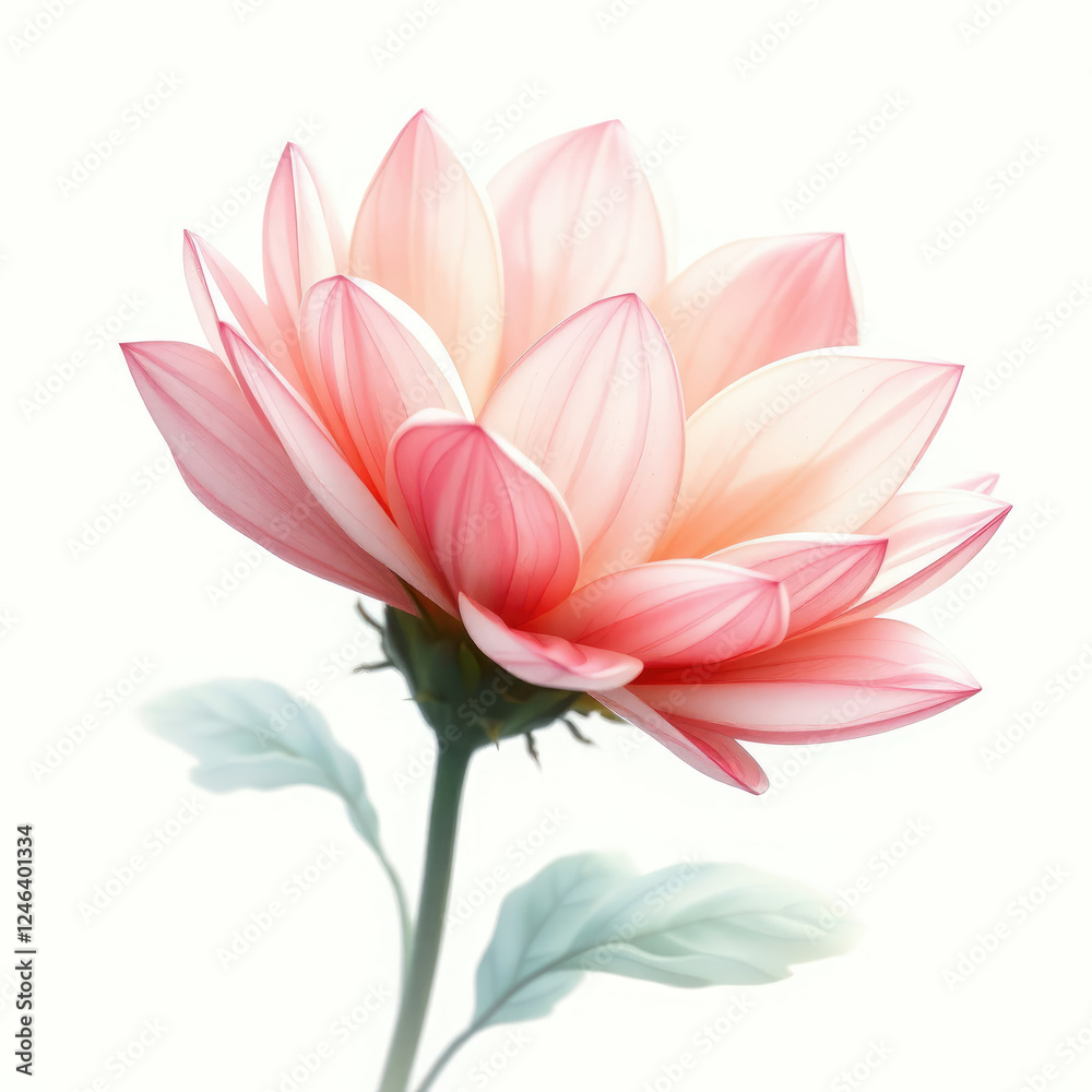 Fototapeta premium Soft focus watercolor peacock flower in shades of pink and white , floral motifs, garden decor