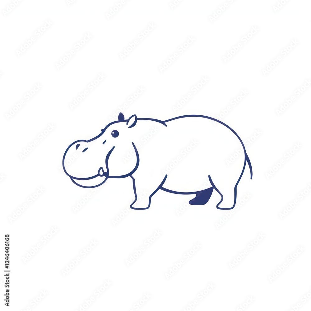 Hippopotamus or Kuda nil minimalist logo. Hippopotamus or Kuda nil minimalist logo.
